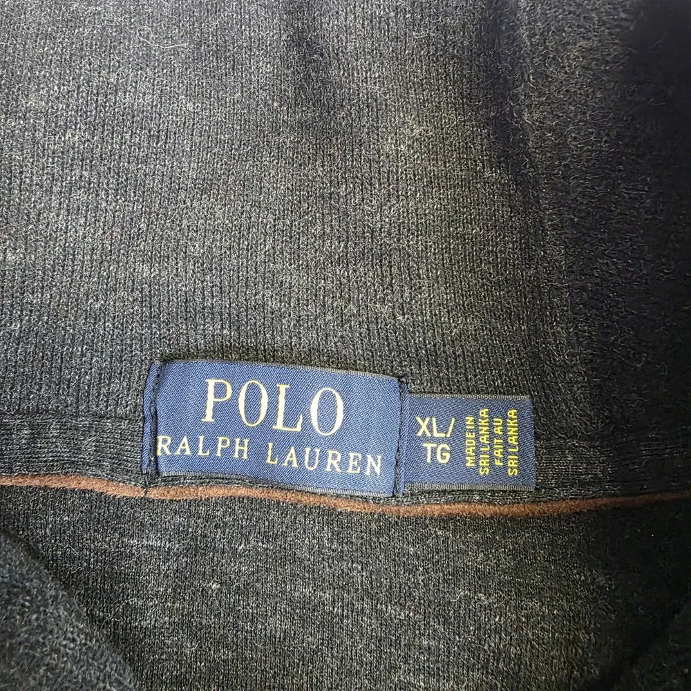 Polo Ralph Lauren Dark Gray Shawl Collar Pullover Sweater Mens‎ XL 100% Cotton
